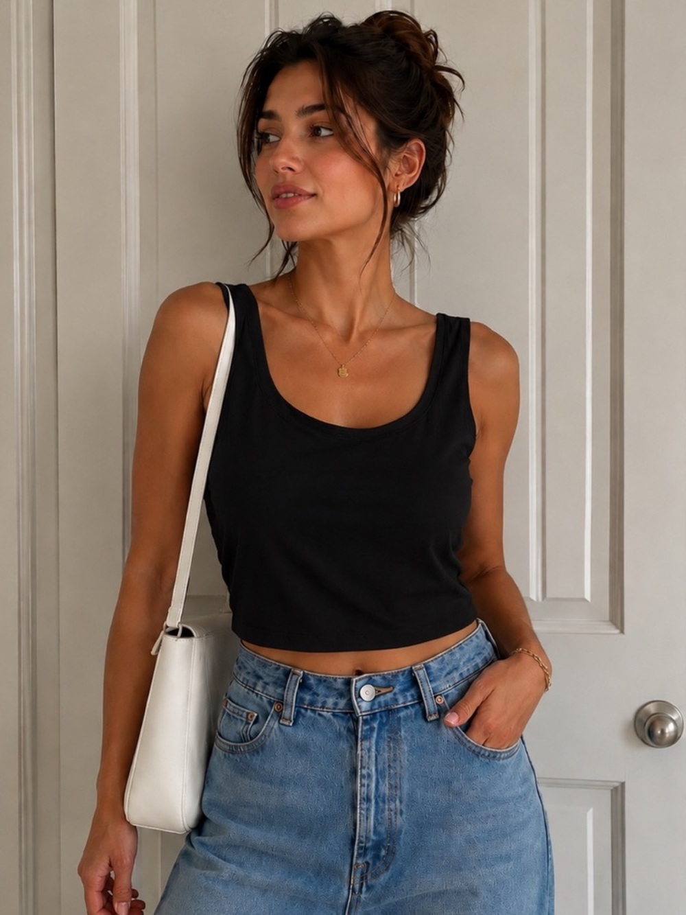 Black Scoop Neck Tank Top